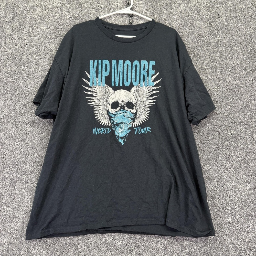 Kip Moore Shirt Mens 2XL Black World Tour Skull Graphic Tee 2023 Band Music